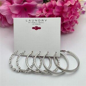 Laundry By Shelli Segal Silver Tone Hoop Earrings Set 40mm Three Pair
